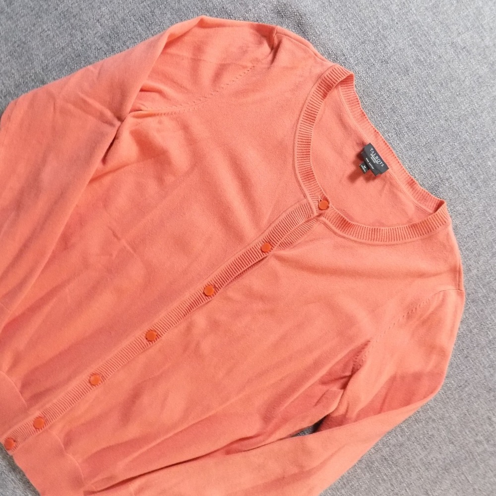 Talbots Cardigan Womens M Petites Coral Good Pima Cotton Button Front 1762
